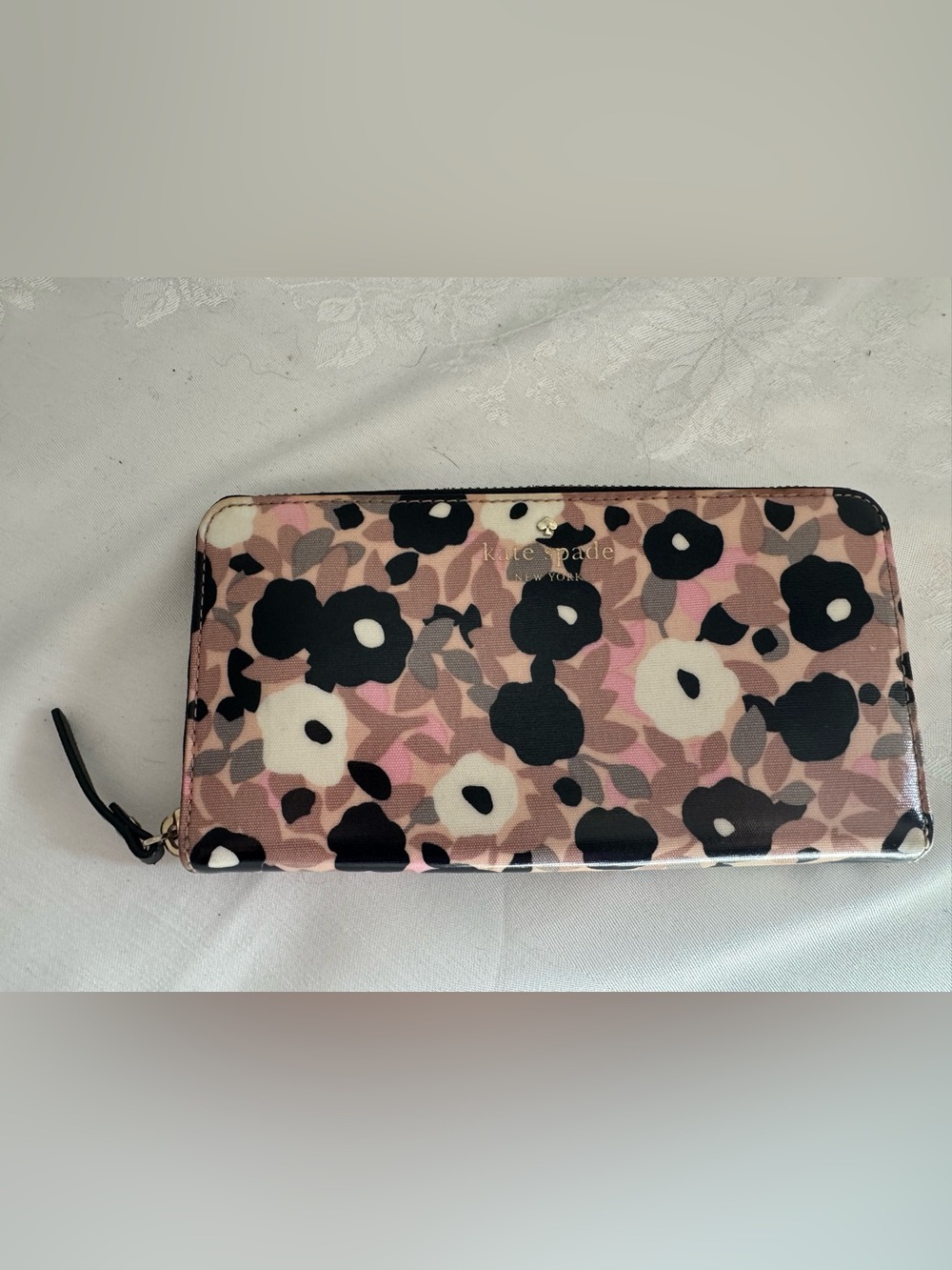 kate spade Pink and Black Floral Wallet